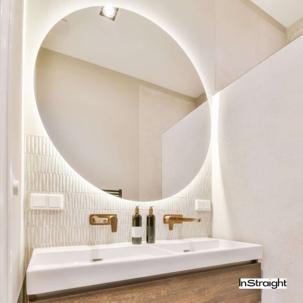 backlit mirrors in the bathroom